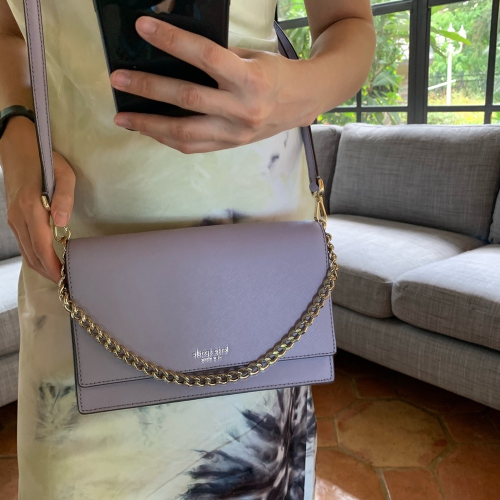 KATE SPADE CAMERON CHAIN LAVENDER CROSSBODY CLUTCH - Picture 9 of 15